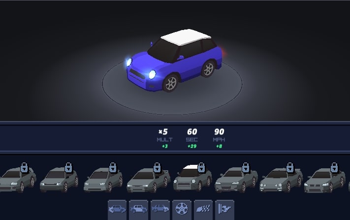 Come into the Garage to discover new cars in Tap Drift game at Geodashlite.io