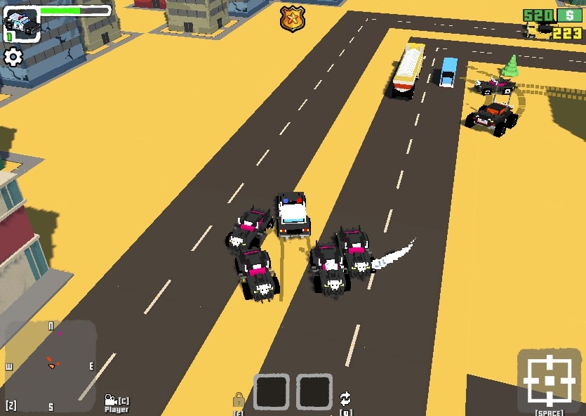 The player is controlling his car, with the aim of trying to escape from the hotly pursuing police force in Escape Raid game at geodashlite.io